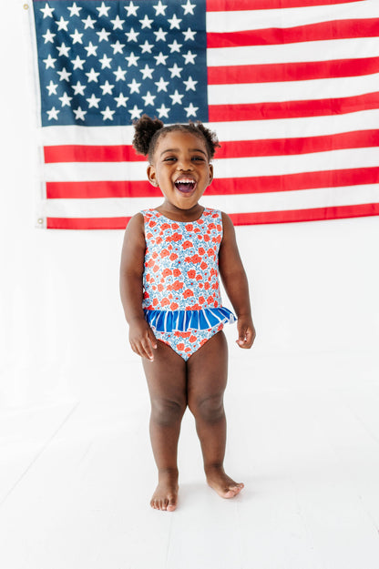 Ditsy 4th of July Floral | Skirted ONE-Piece