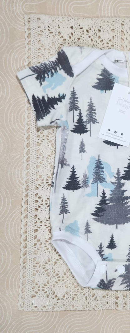 Infant bodysuit, camping bodysuit, infant romper, big foot