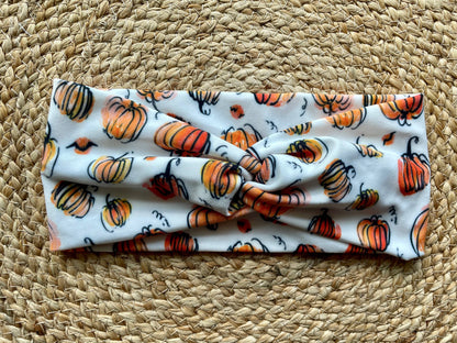 Whimsical Pumpkin Knit Twist Headband
