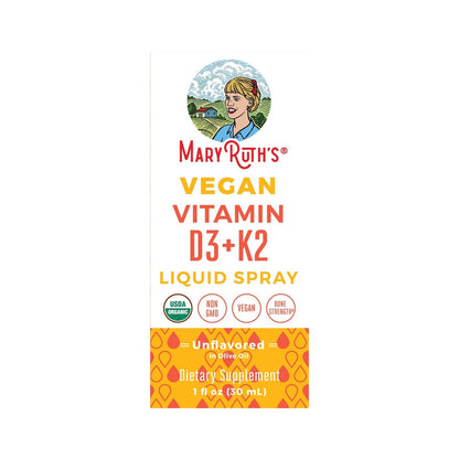 Organic Vitamin D3 + K2 Liquid Spray, Vegan, Supplement