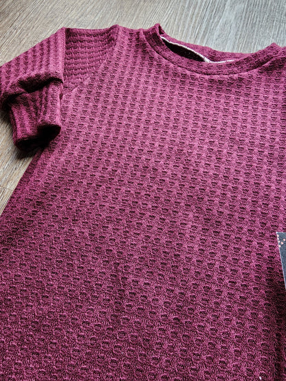 Maroon Soft Waffle Knit Handmade Knotted Baby Gown