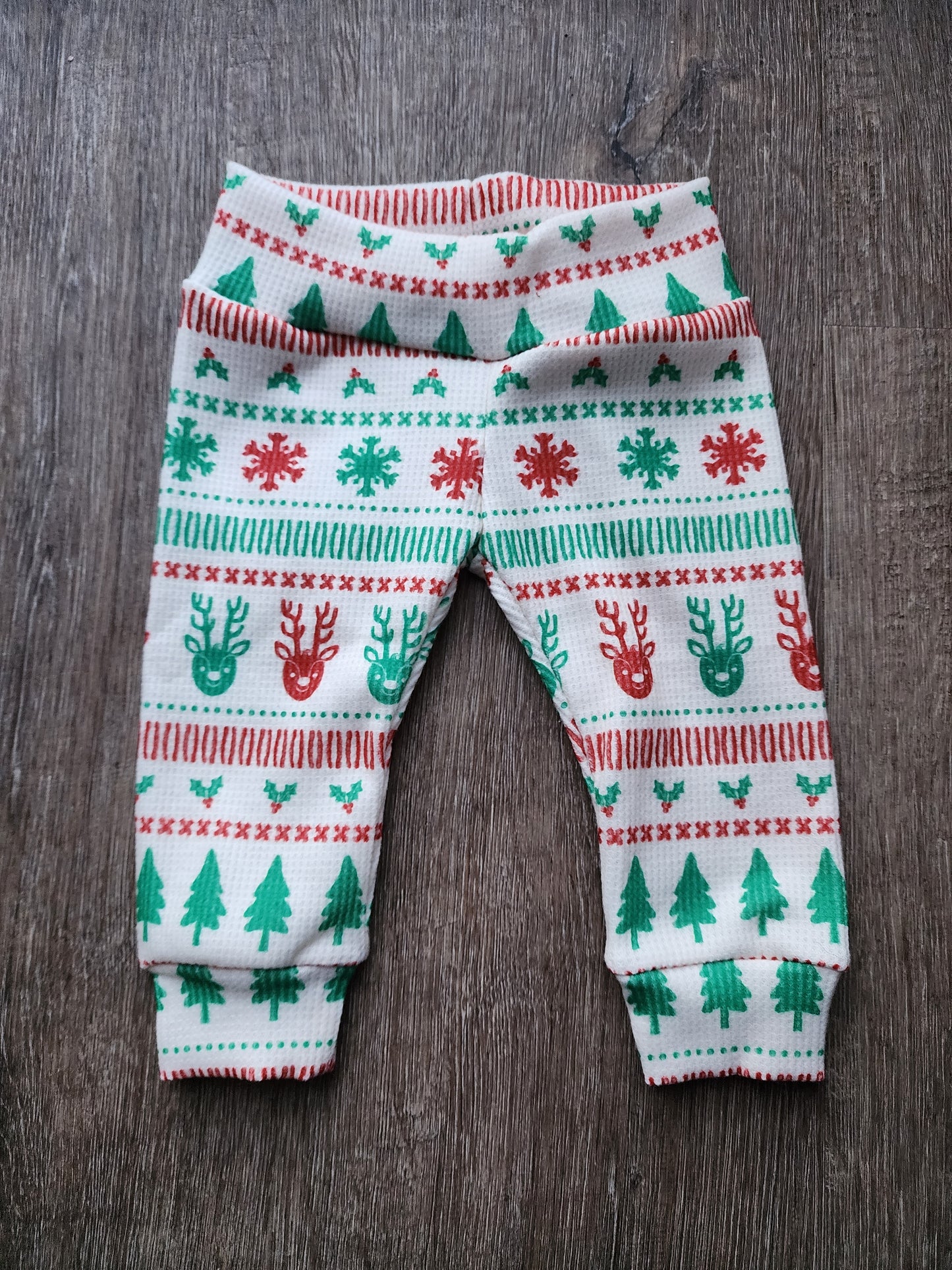 Christmas Waffle Print Leggings