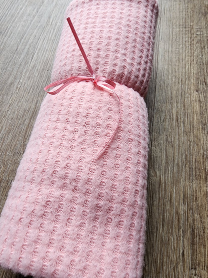 Soft Pink Waffle Knit Swaddle Blanket
