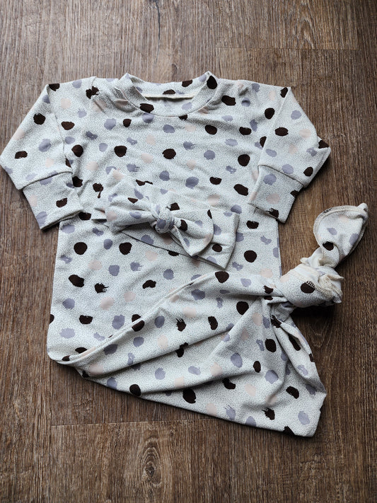 Dotted Handmade Knotted Baby Gown