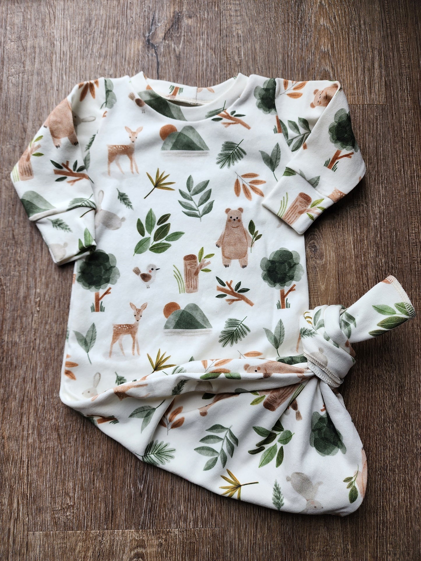 Woodland Handmade Knotted Baby Gown