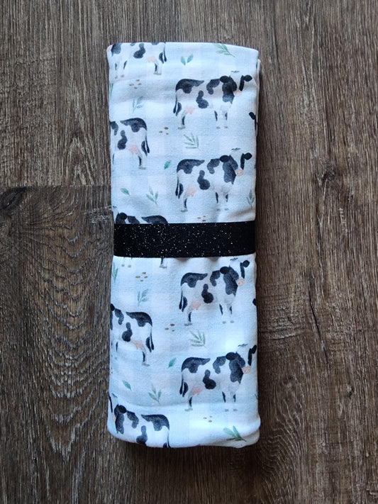 Cow Knit Swaddle Blanket