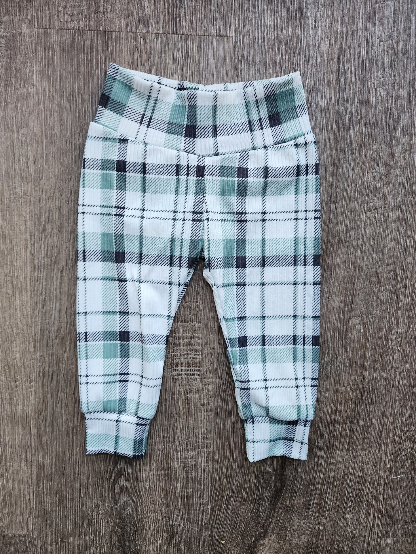 Mint Plaid Ribbed Knit Leggings