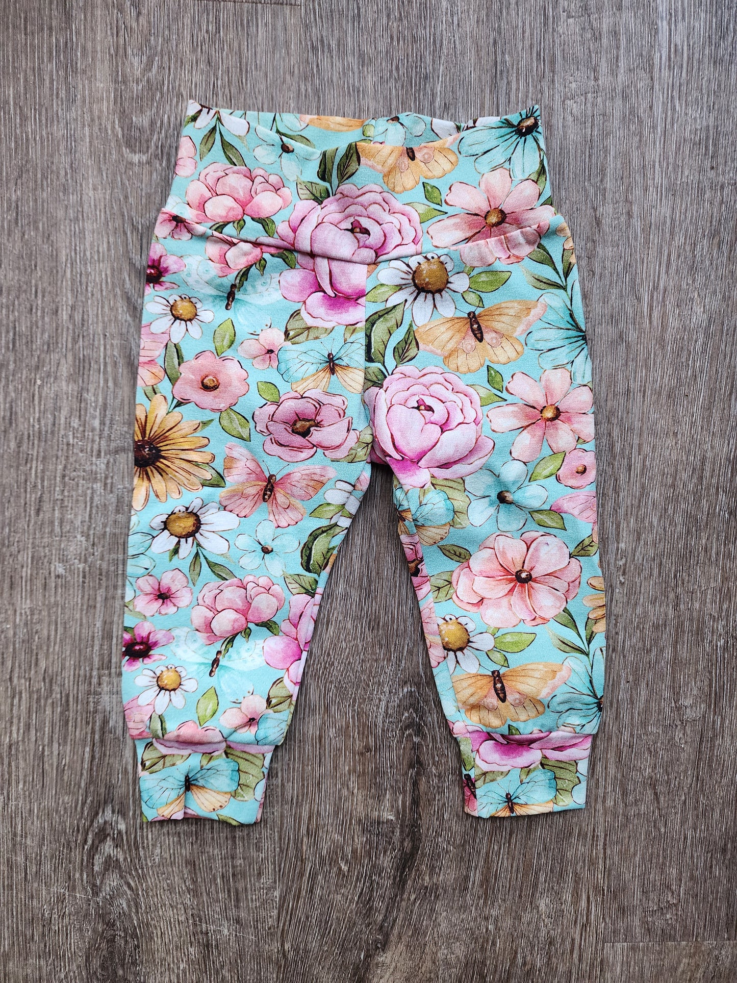 Aqua Floral Leggings