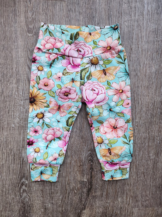 Aqua Floral Leggings