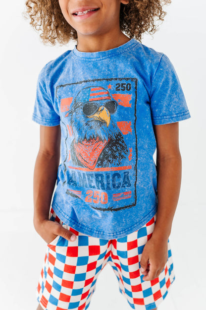 Eagle Stamp | BLUE Boys Curve Hem Tee