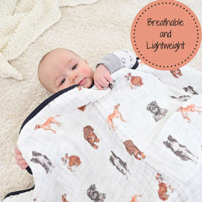 Adorable Dog Baby Toddler Muslin Blanket