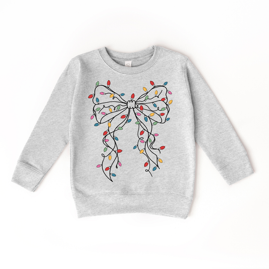 Christmas Bow and Lights Kids Pullover Sweatshirt