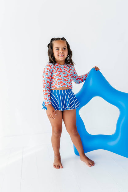 Ditsy 4th of July Floral | Rashguard Skirted 2-Piece
