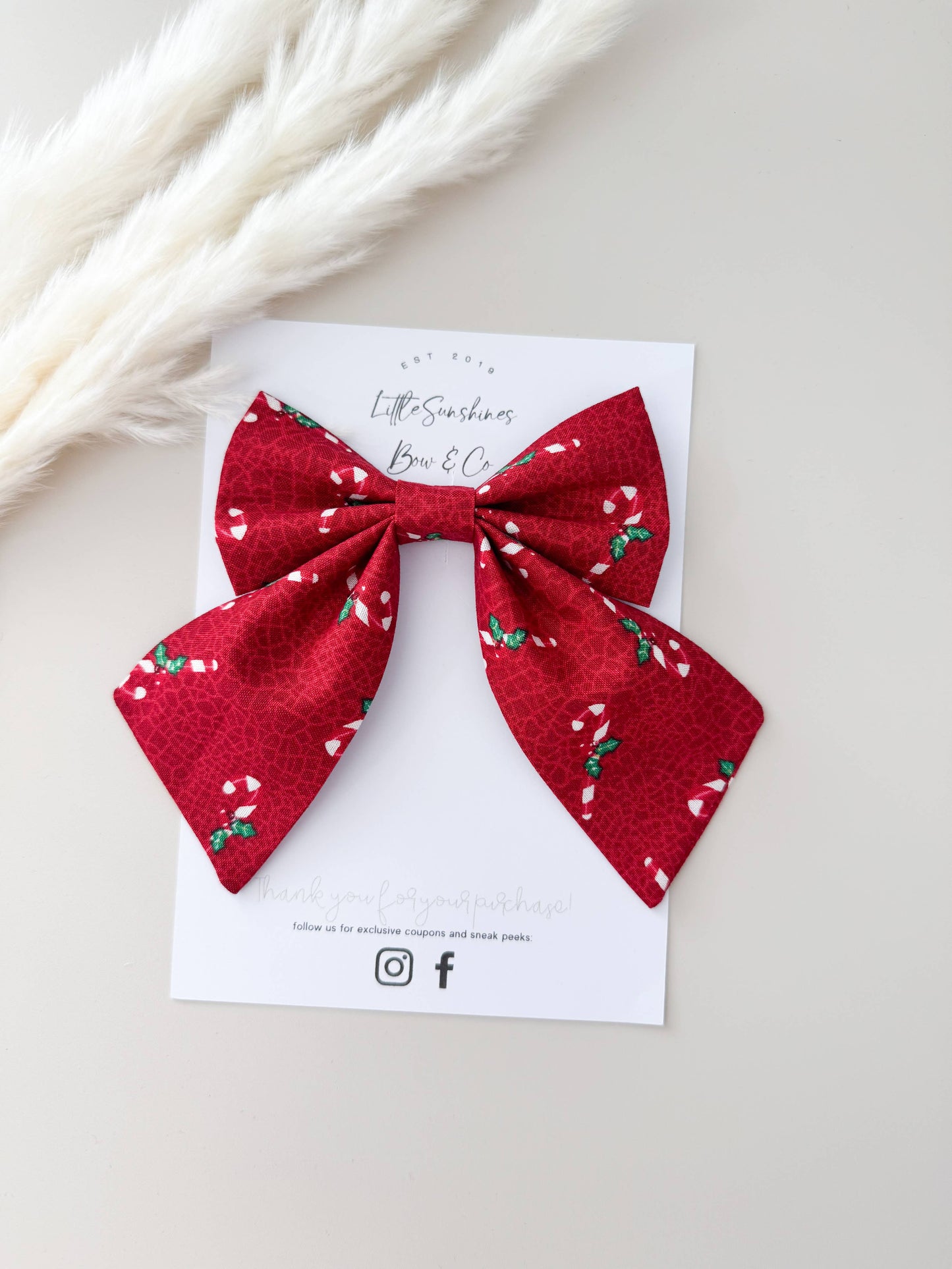 Red Candy Canes Christmas Sailor Bow: Small Sailor Bow