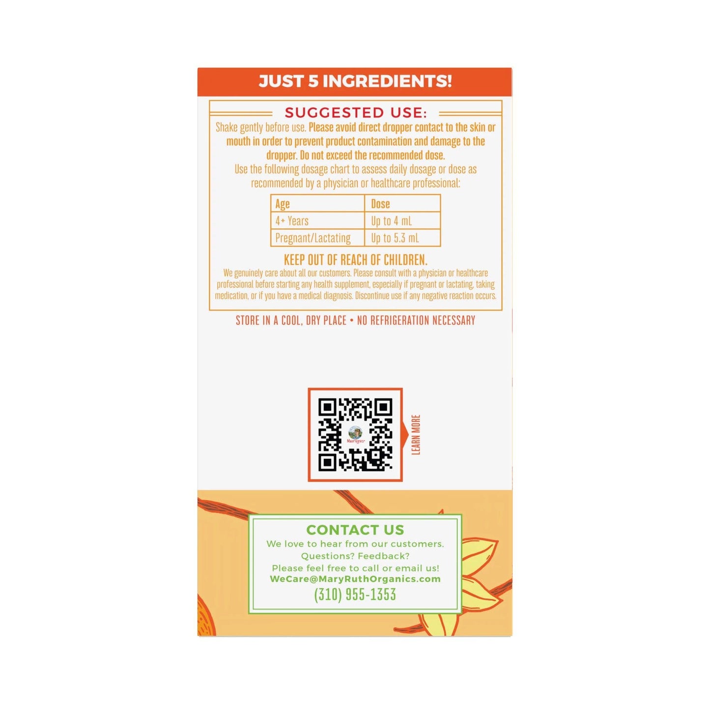 Organic Orange Vanilla Vitamin C Liquid Drop| Vegan, Non GMO