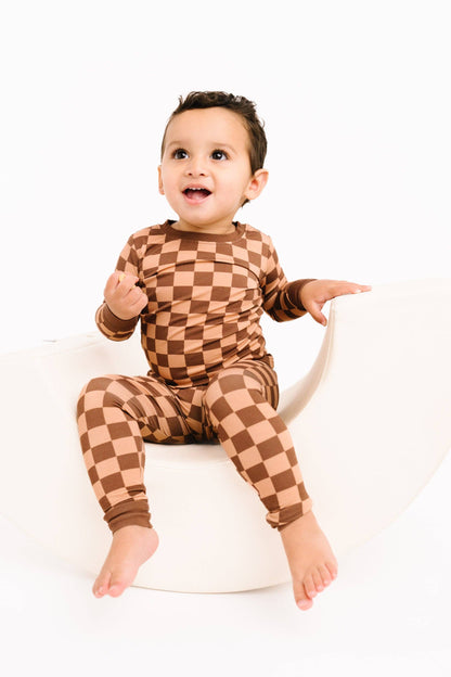 Espresso Checkered Bamboo Set