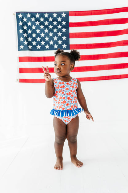 Ditsy 4th of July Floral | Skirted ONE-Piece
