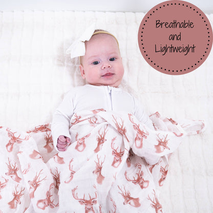 Oh Deer Baby 100% Cotton Muslin Swaddle Blanket 47"x47"