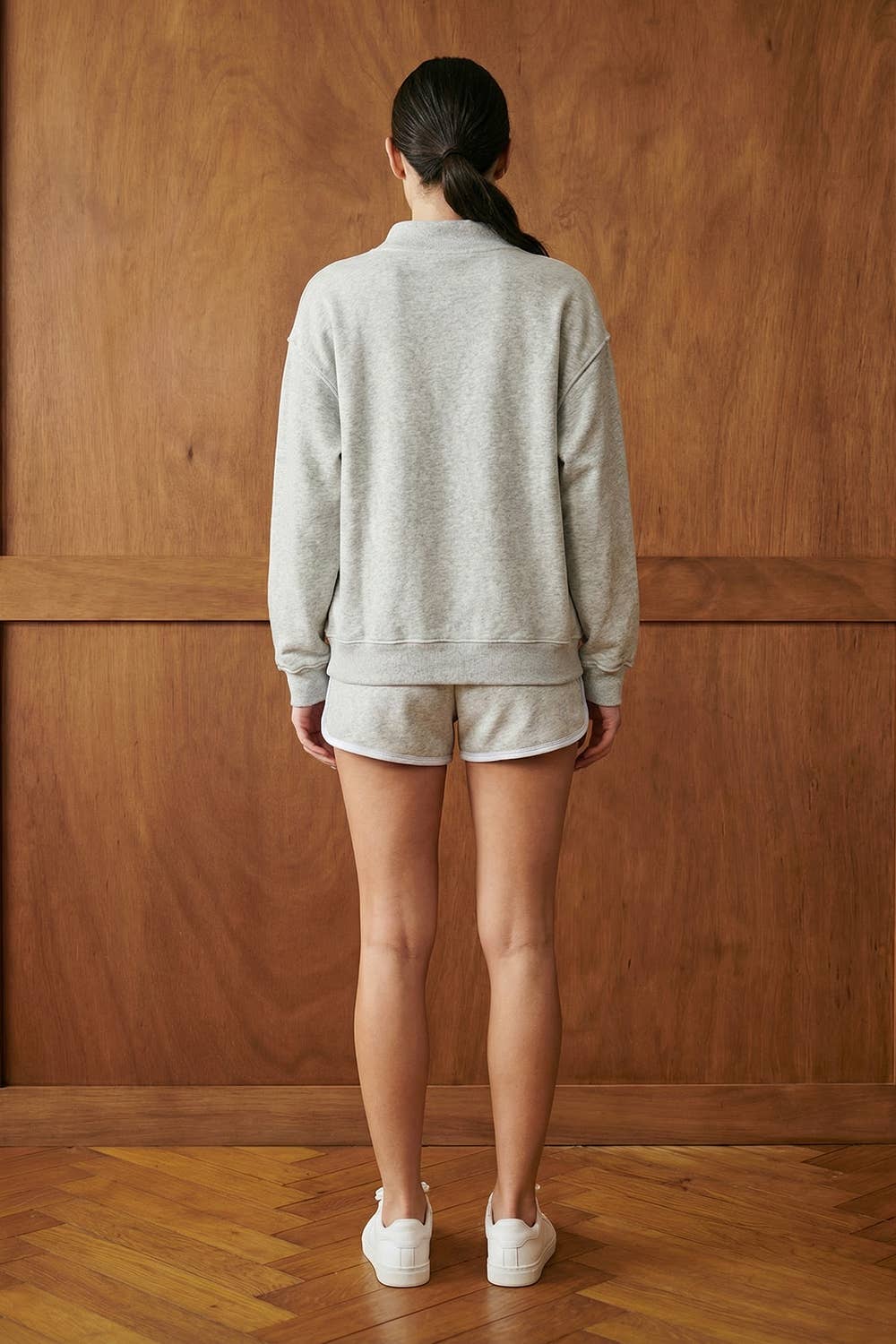 MOTHER Embroidered Mock Neck Sweatshirt