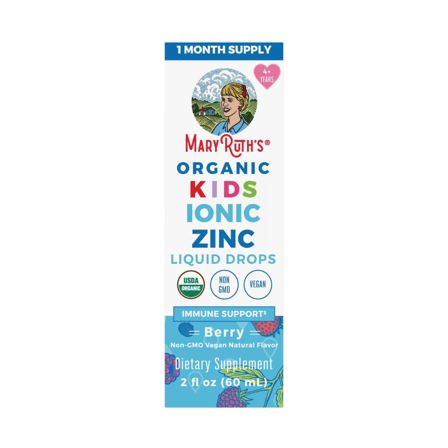 Berry Organic Kids Ionic Zinc Liquid Drops Supplement, Vegan