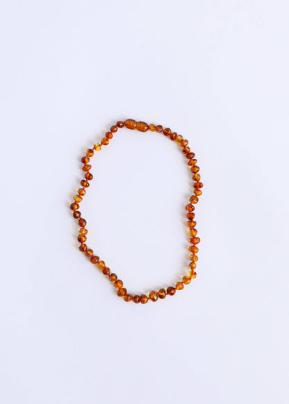Polished Cognac Baltic Amber || Necklace: