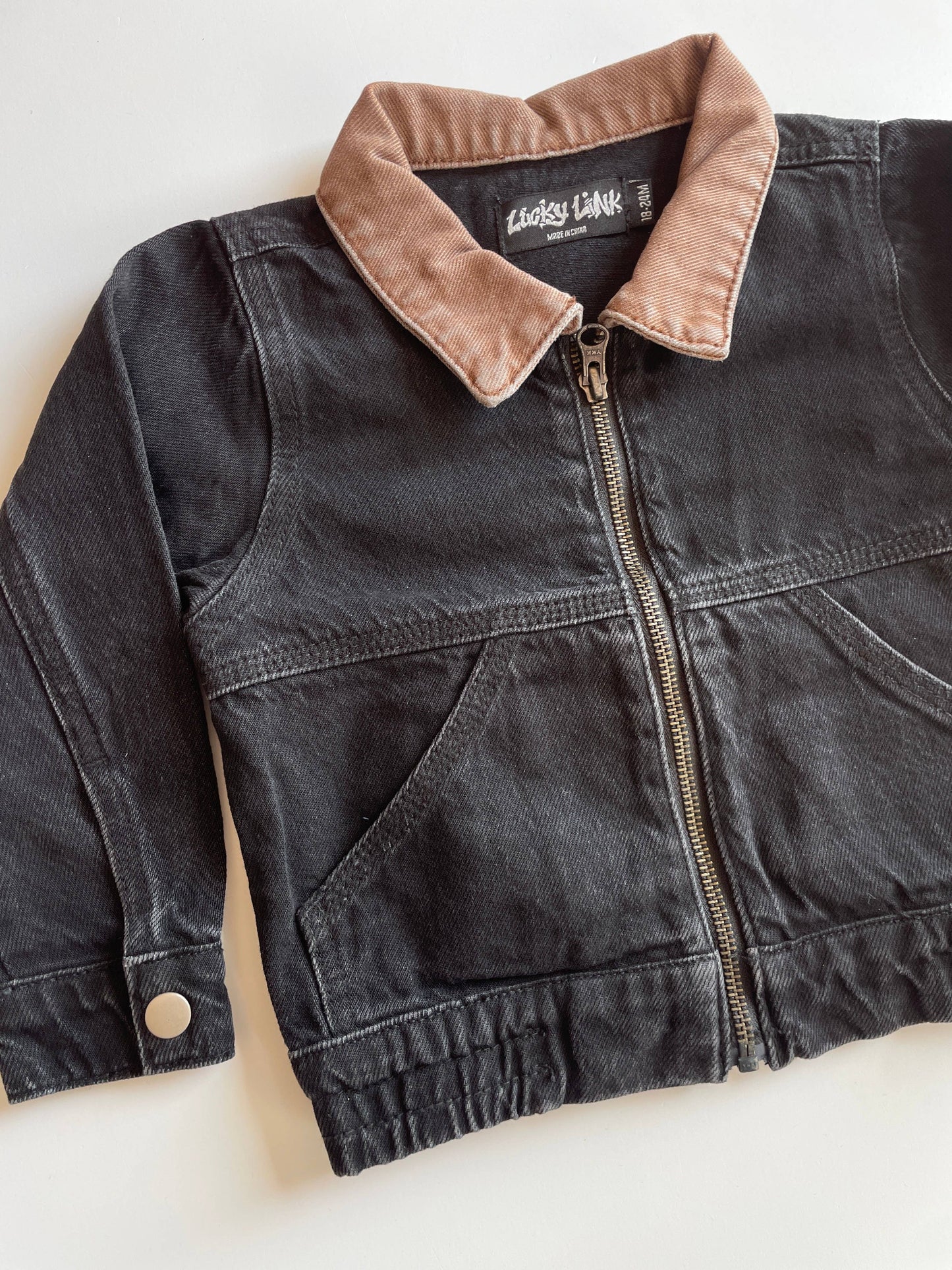 Toddler Black Vintage -Wash Denim Jacket: