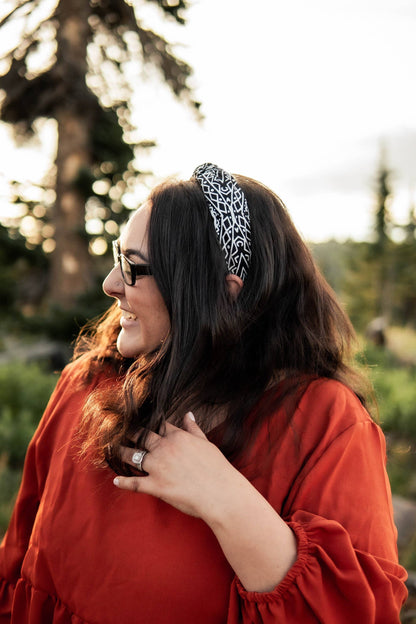 Pink Sweater Print Christmas Top Knot Headband