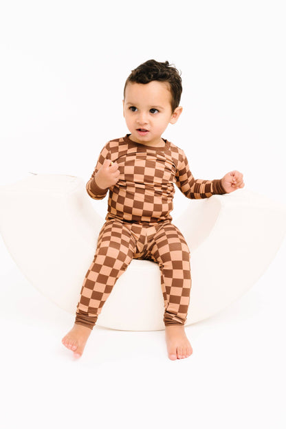 Espresso Checkered Bamboo Set