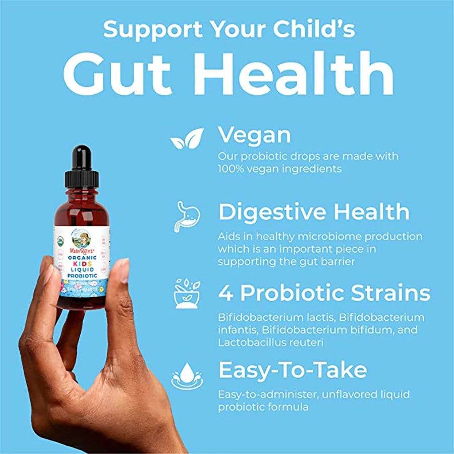 Organic Unflavored Kids Probiotic Liquid Drops, Vegan