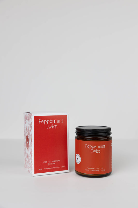 Peppermint Twist Essential Oil Natural Beeswax Jar Candle