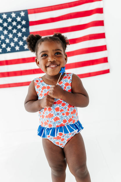 Ditsy 4th of July Floral | Skirted ONE-Piece