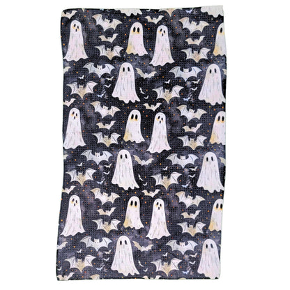 Halloween Ghost and Bat Waffle Tea Towel With Hanging Loop
