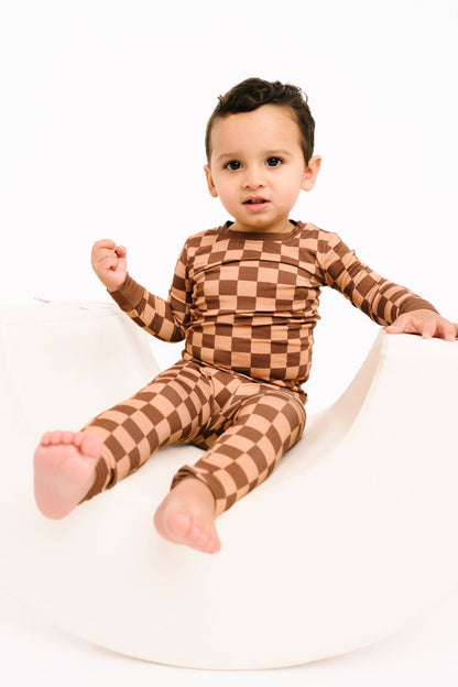 Espresso Checkered Bamboo Set