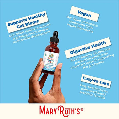 Organic Unflavored Kids Probiotic Liquid Drops, Vegan