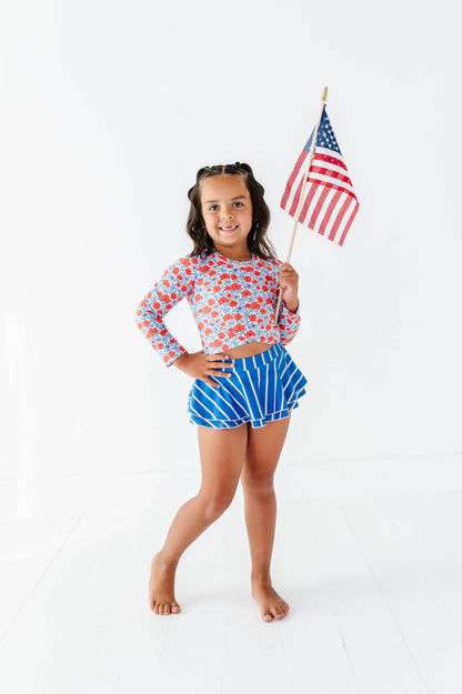 Ditsy 4th of July Floral | Rashguard Skirted 2-Piece