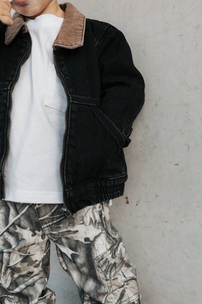 Toddler Black Vintage -Wash Denim Jacket: