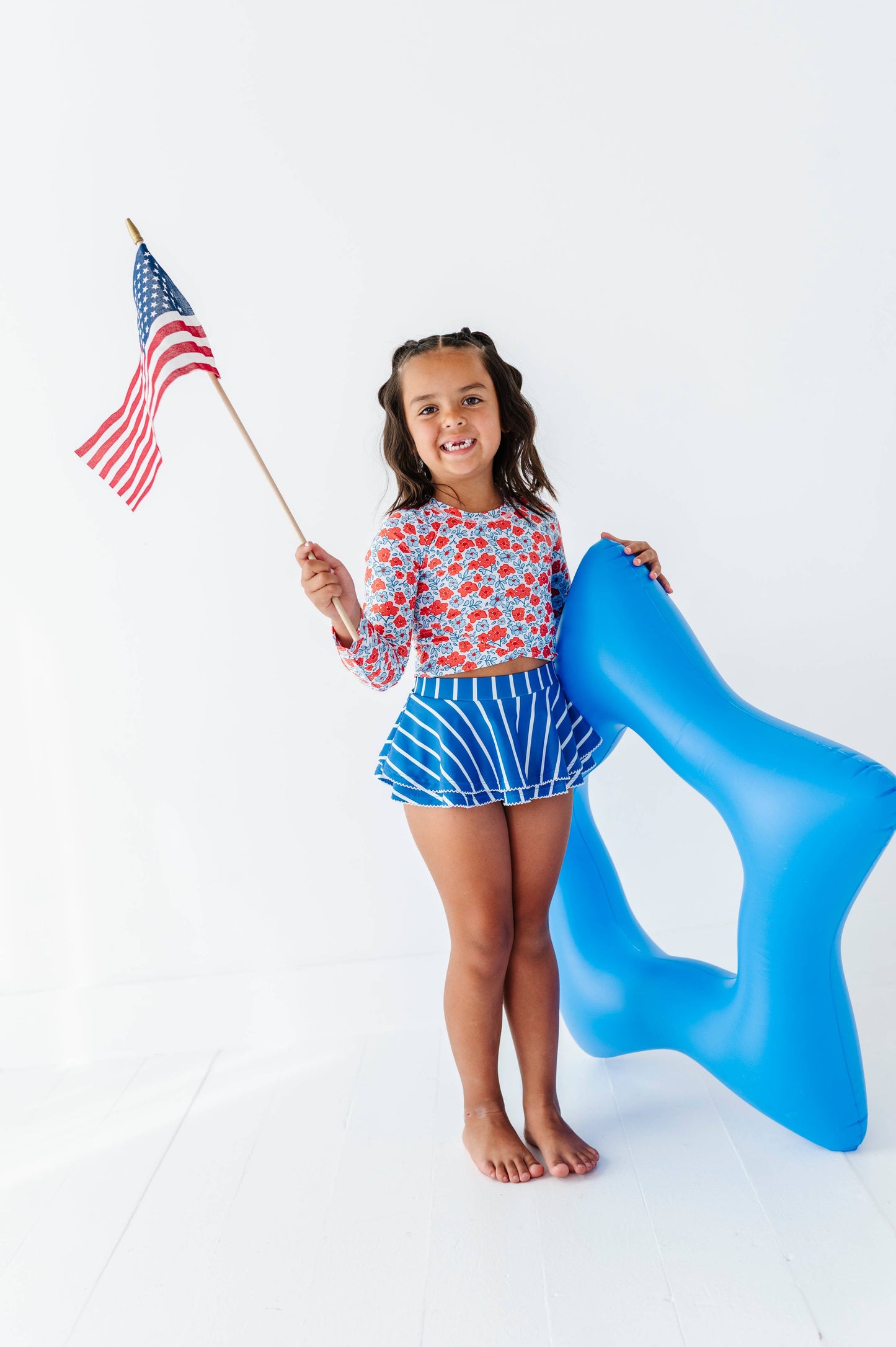 Ditsy 4th of July Floral | Rashguard Skirted 2-Piece