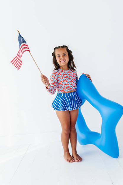 Ditsy 4th of July Floral | Rashguard Skirted 2-Piece