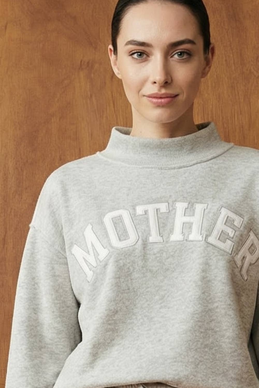 MOTHER Embroidered Mock Neck Sweatshirt