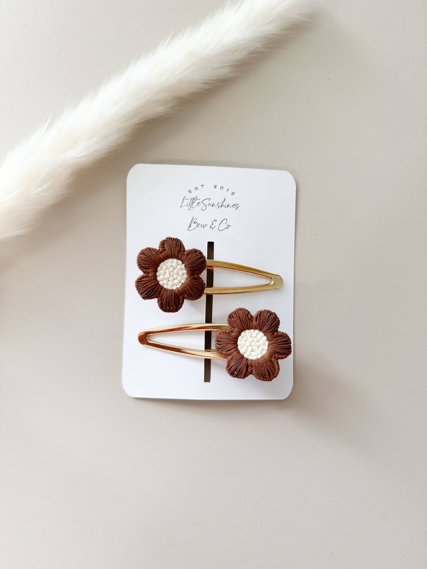 Flower Hair Clips- Set of 2 : Red