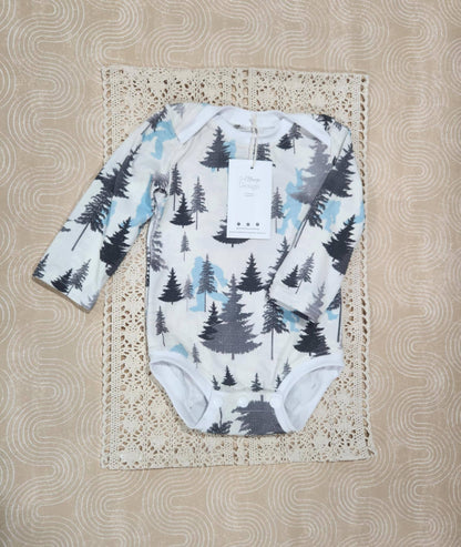 Infant bodysuit, camping bodysuit, infant romper, big foot