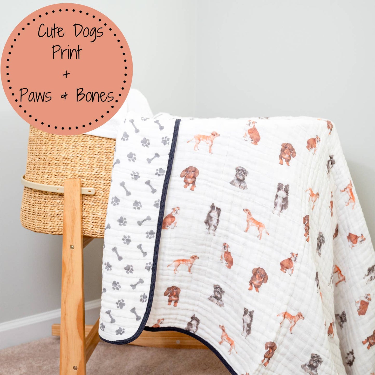 Adorable Dog Baby Toddler Muslin Blanket
