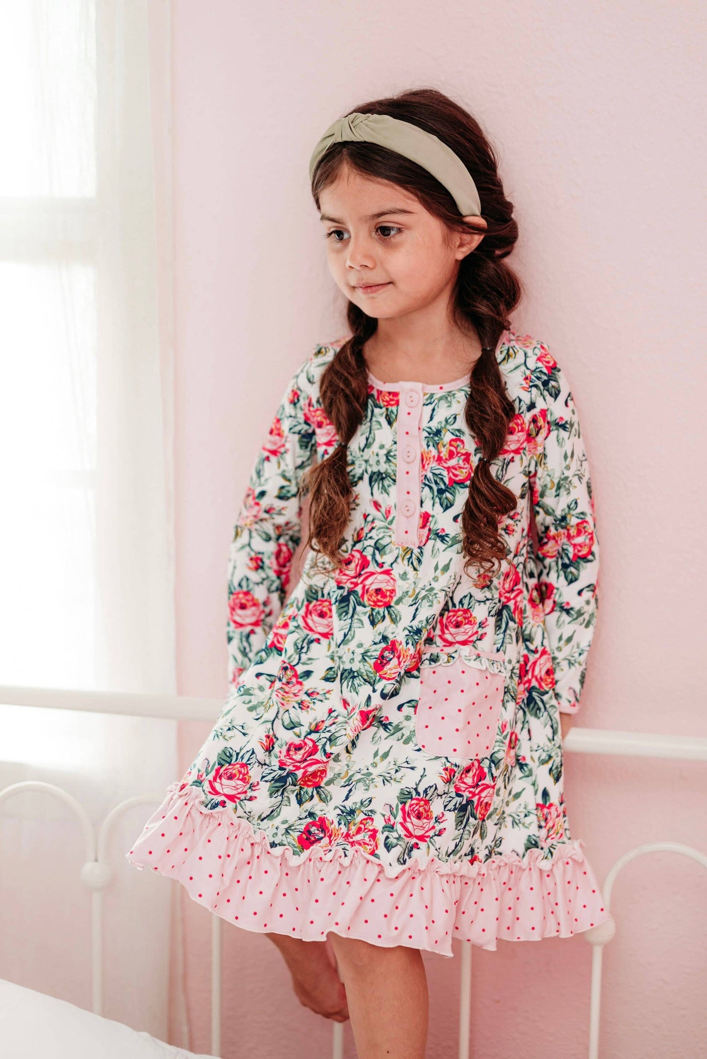 Pink Sweater Print Christmas Top Knot Headband