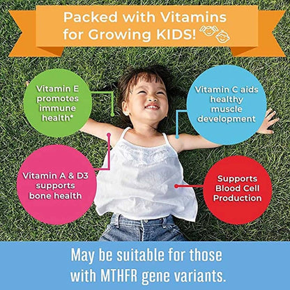 Kids Multivitamin Gummies, Fruit Flavored Supplement, Vegan