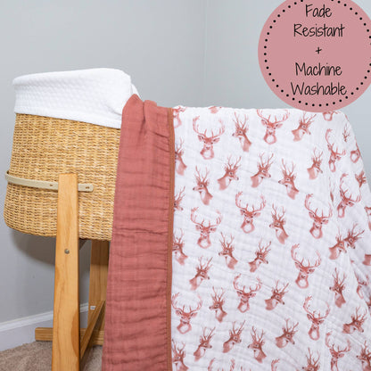 Oh Deer Baby Toddler 100% Cotton Muslin Blanket