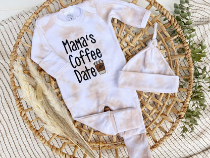 Baby Romper | Latte Tan White Outfit Mama's Coffee Date: Romper Only