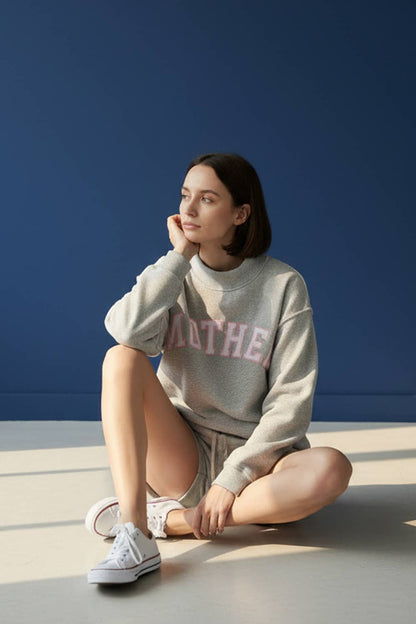 MOTHER Embroidered Mock Neck Sweatshirt