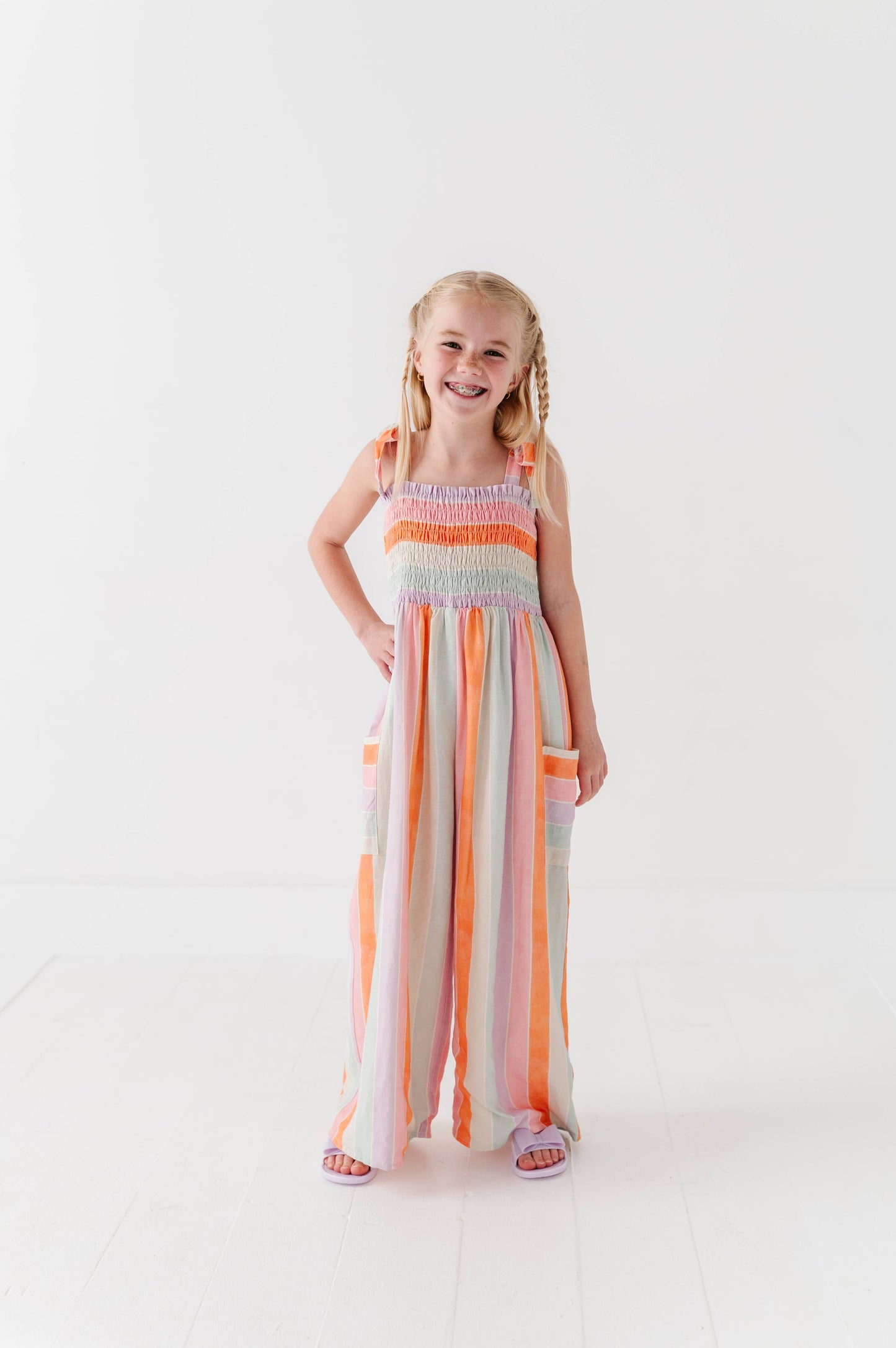 Sorbet Stripe | LINEN ROMPER