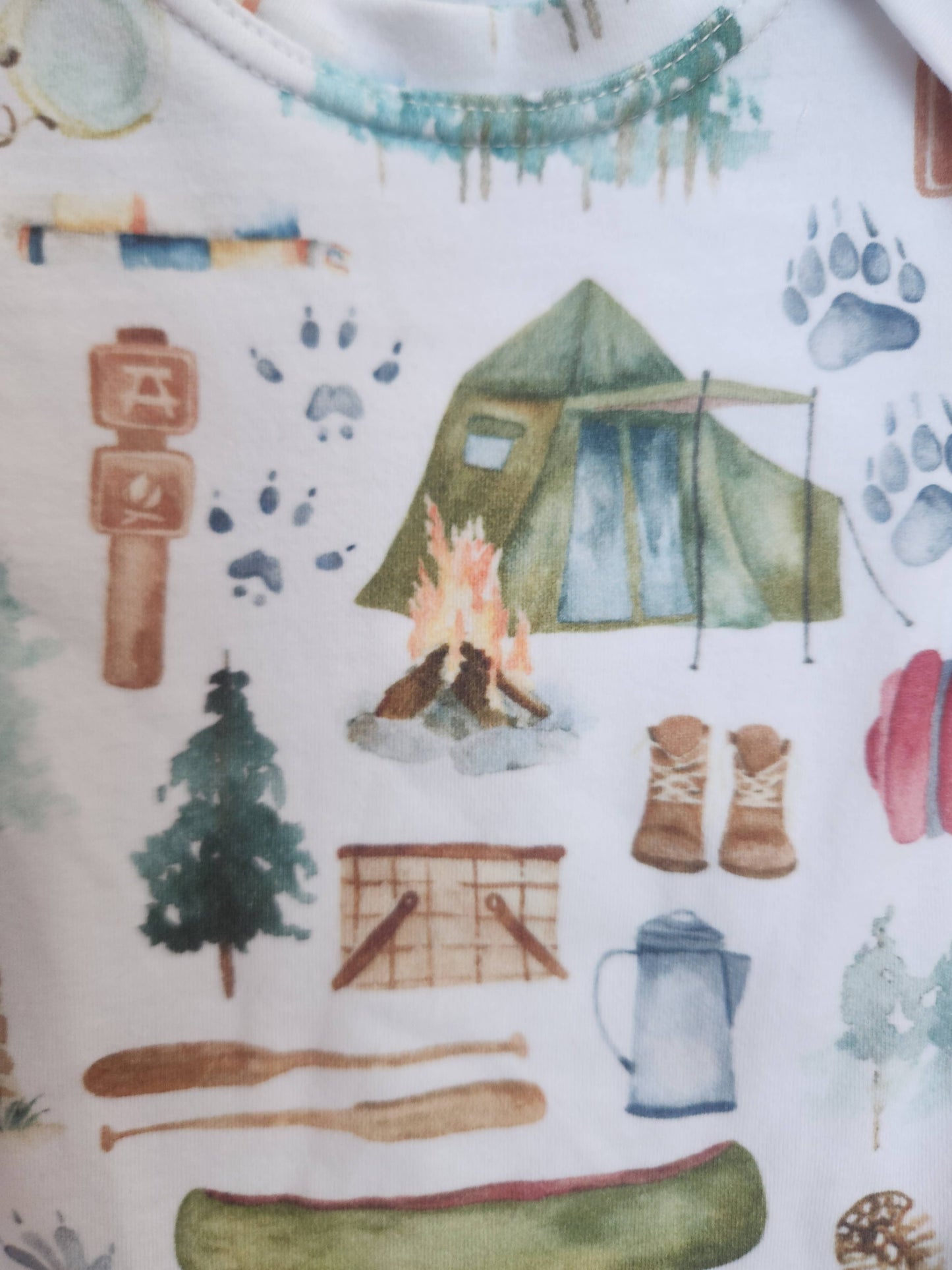 Camping bodysuit, infant romper-Long sleeve