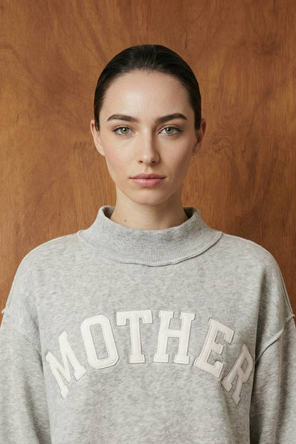 MOTHER Embroidered Mock Neck Sweatshirt